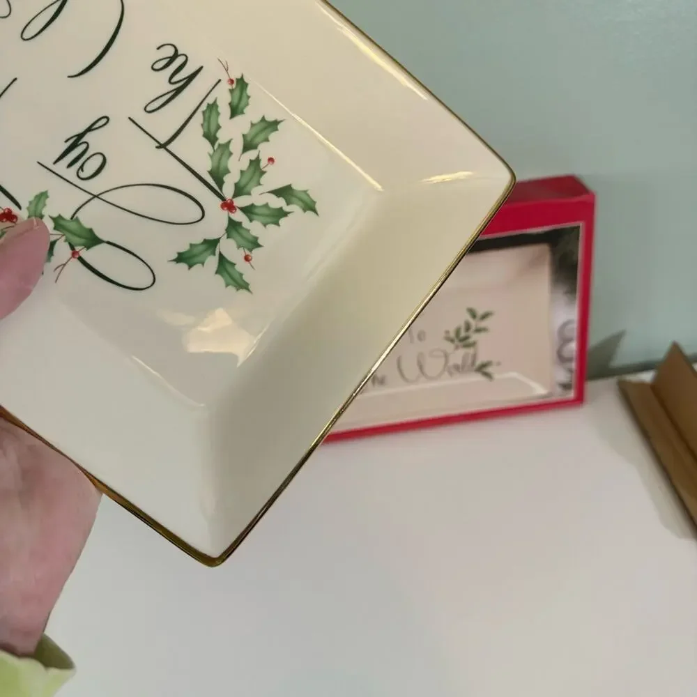 NIB Lenox‎ Holiday Joy To The World Rectangular Sentiment Tray 11